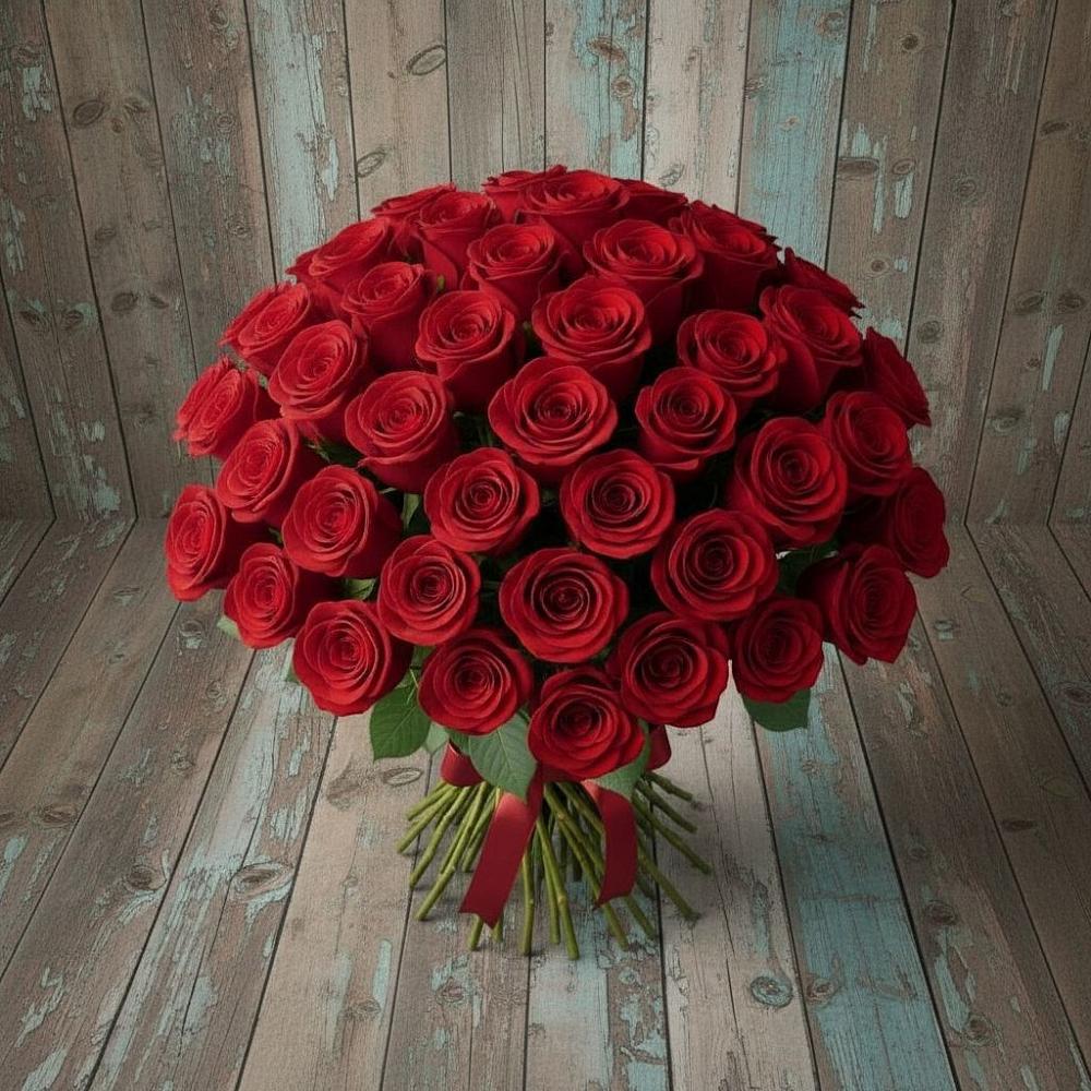 Букет 55 Красных роз Фридом в Бежаницы