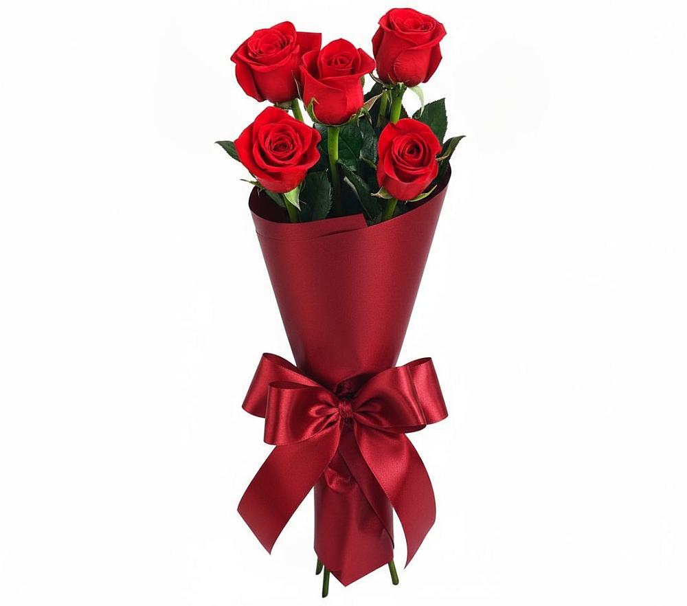 Букет 5 Красных роз Эдлесс Лав в Бежаницы