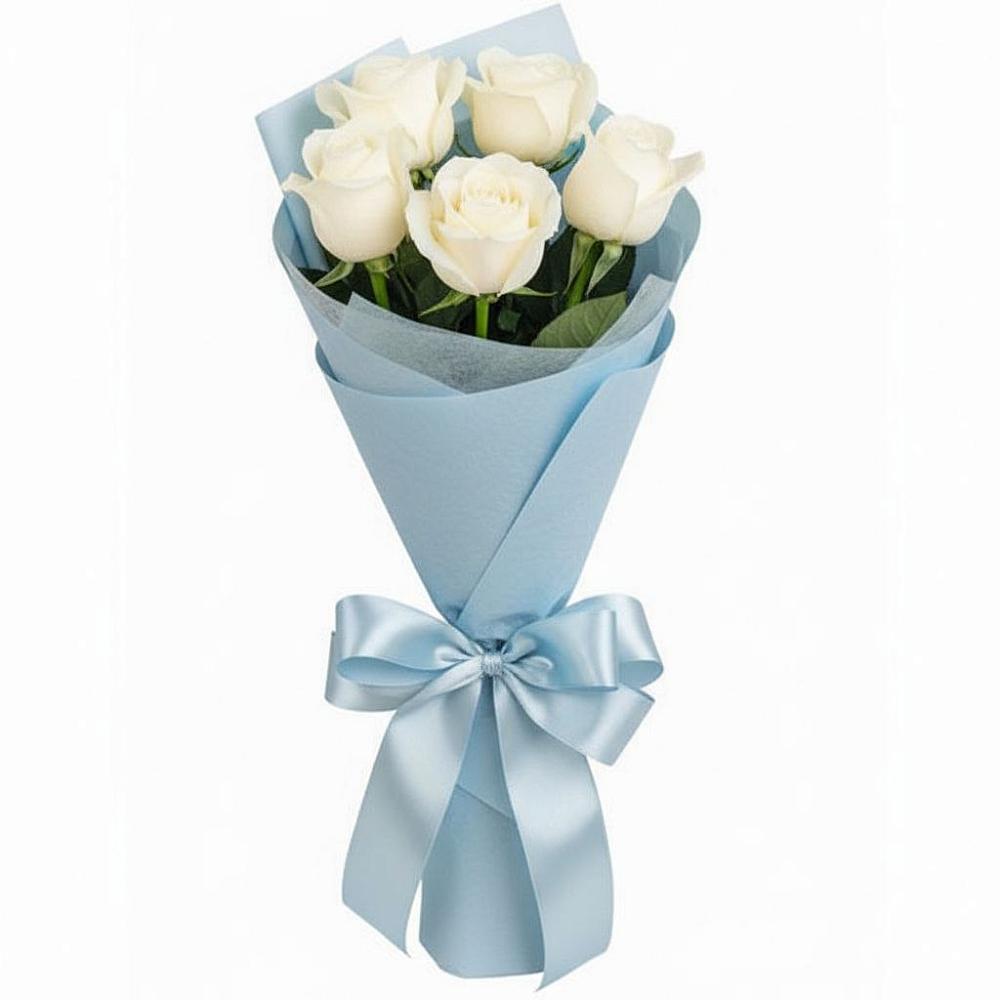 Букет 5 Белых роз Проуд в Бежаницы