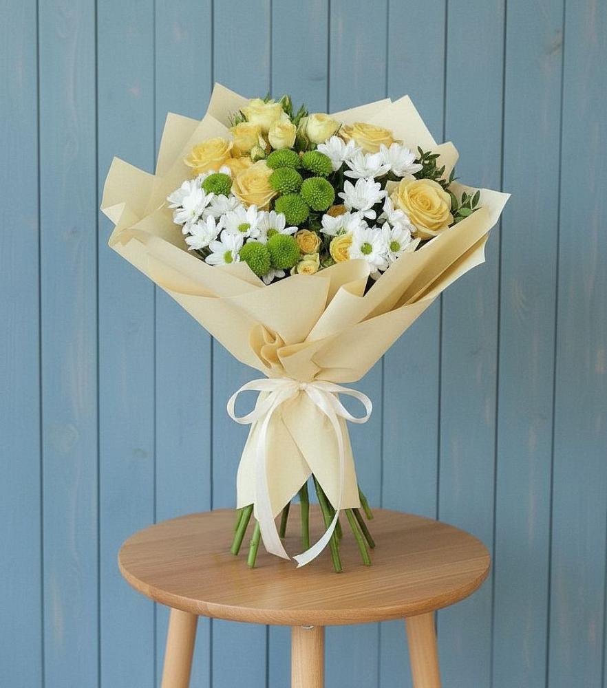 Букет цветов из: Хризантемы и Розы в Бежаницы