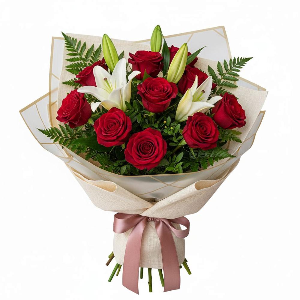 Букет цветов из: Лилии и Розы в Бежаницы