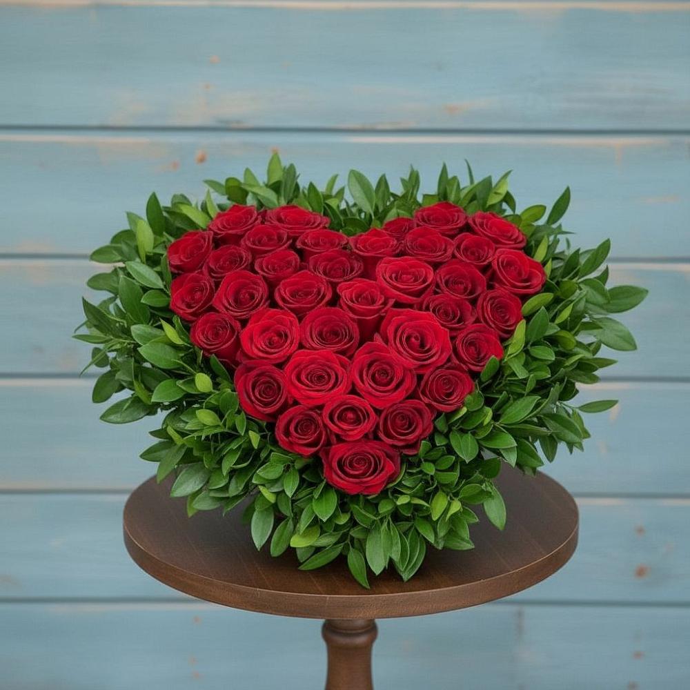 Цветочная композиция из Розы в виде сердца в Бежаницы