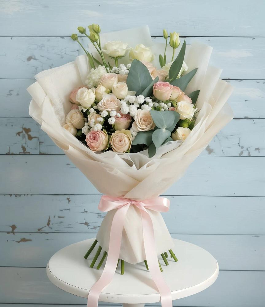 Букет цветов из: Розы и Лизиантусы в Бежаницы