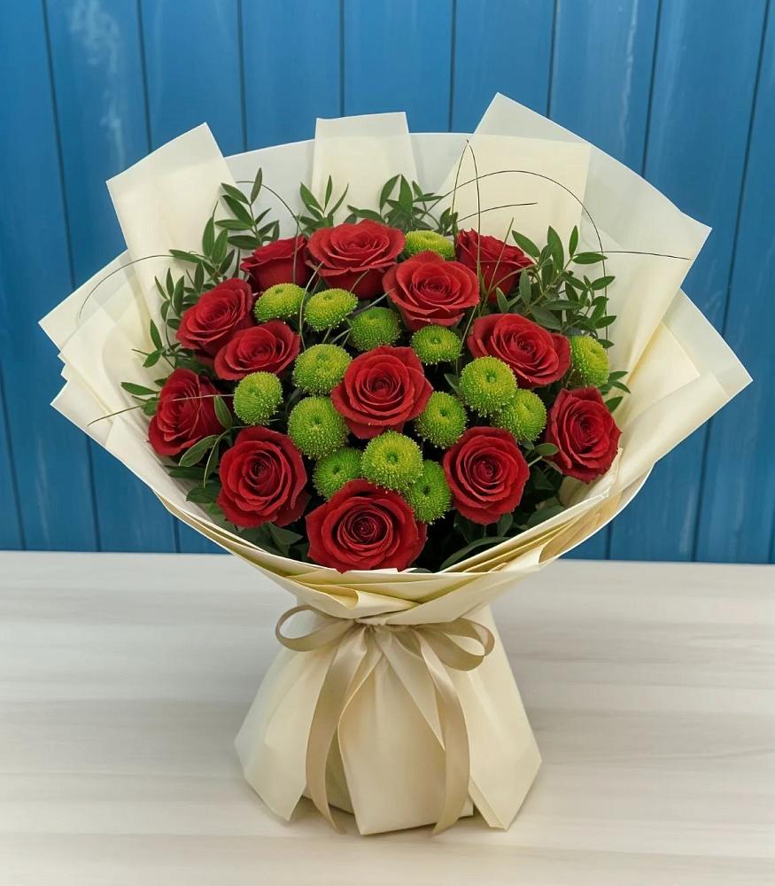 Букет цветов из: Розы и Хризантемы в Бежаницы